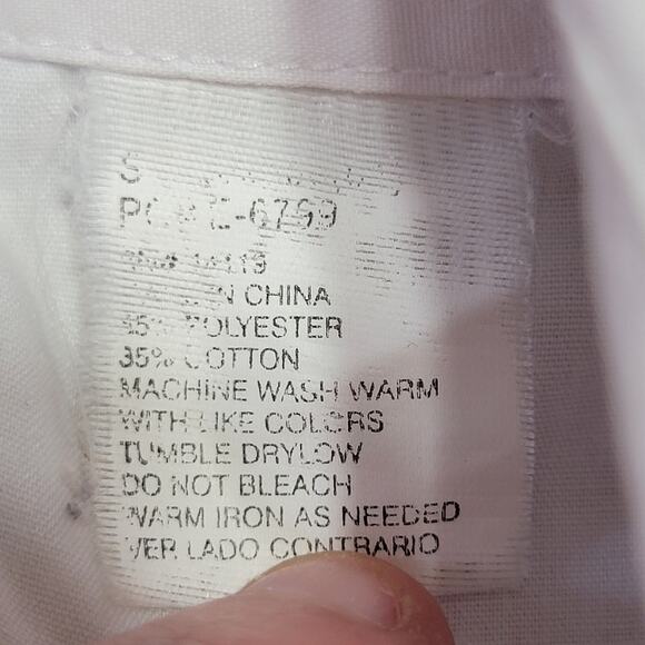 Ely Cattleman LS White Pearl Snap Western Shirt w/ Black Trim - Size Medium - Picture 6 of 6